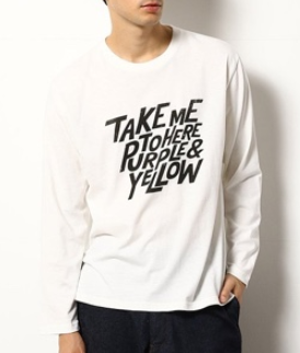 COMME CA ISM メッセージプリント 長袖 クルーネックTシャツ