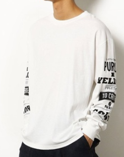 COMME CA ISM スリーブプリント ワイドTシャツ