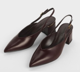 CHARLES & KEITH / V-Cut Slingback Metal Accented Block H
