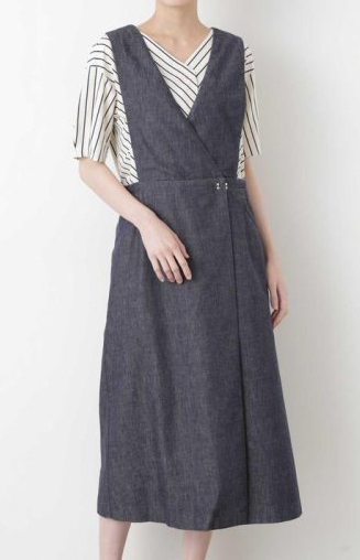 HUMAN WOMAN 反応染めデニムジャンパースカート