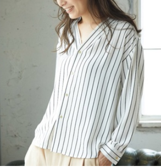 ROPE' PICNIC (ロペピクニック) 前開きタック衿ブラウス