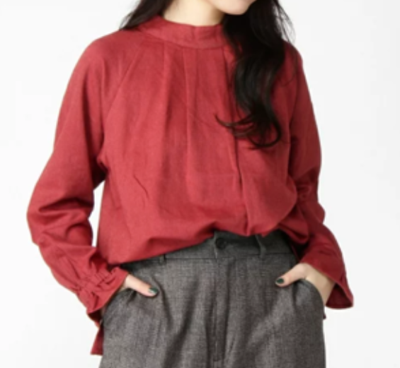 Conges payes シャドーヘリンボンブラウス