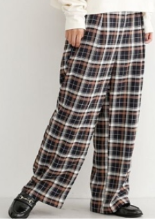 merlot ハイウエストタックワイドパンツ