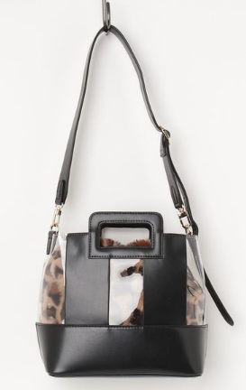 カシュカシュ cachecache / フェイクファー巾着付属2wayクリアトートバッグ
